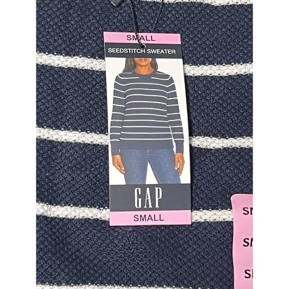 Gap Women’s Seedstitch Sweater NWT Size SM Midnight Stripe - Picture 2 of 9